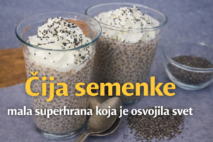 Čija semenke u čaši sa pudingom od chia semenki i jogurtom