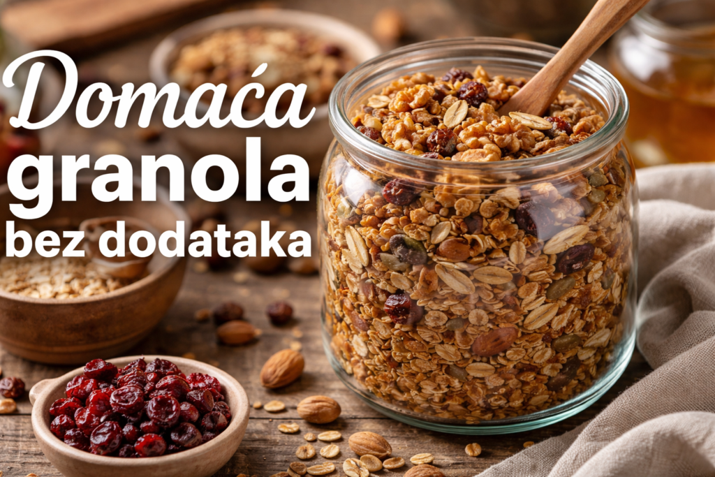 domaća granola sa ovsenim pahuljicama i orašastim plodovima