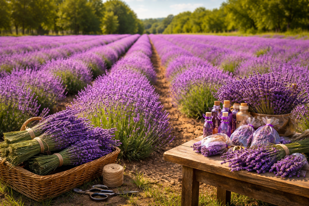 polje lavande u cvatu