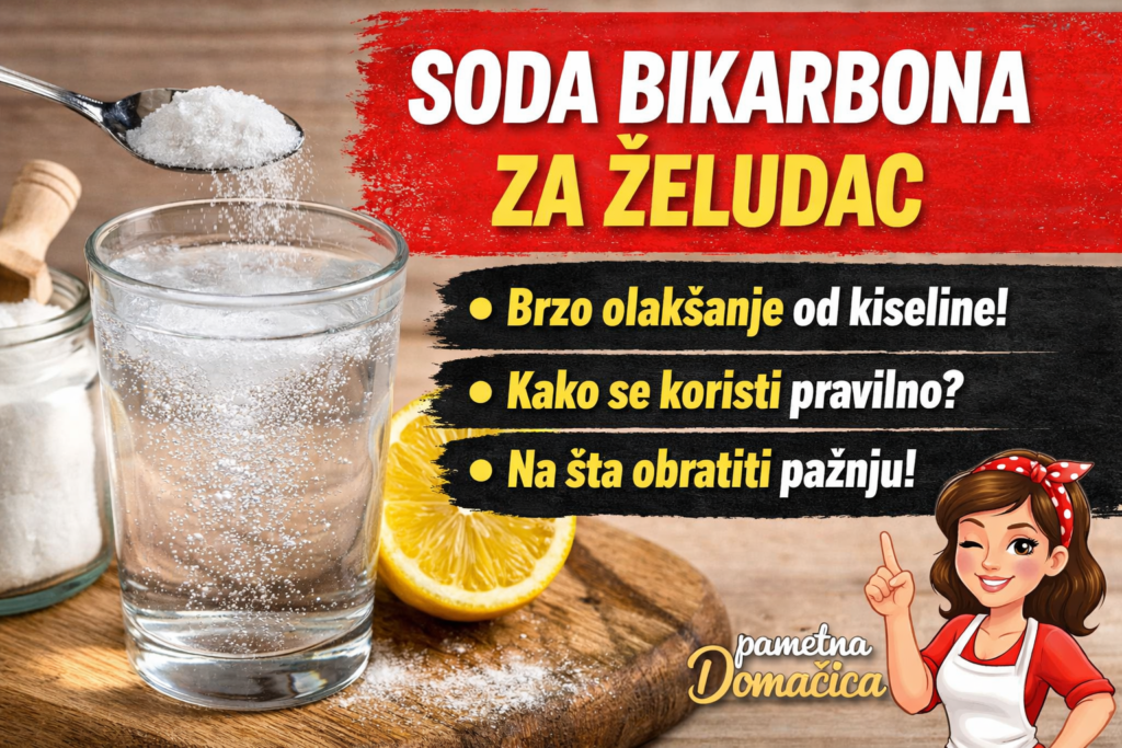 soda bikarbona za želudac u čaši vode